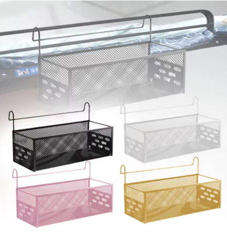 Metal Mesh Hanging Storage Basket Versatile Shelf Rack for Bedroom